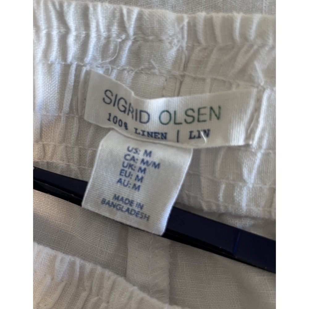 New SIGRID OLSEN Sz M Linen Pants White Wide Leg Pull On Women Boho Vacation NWT - Picture 10 of 12